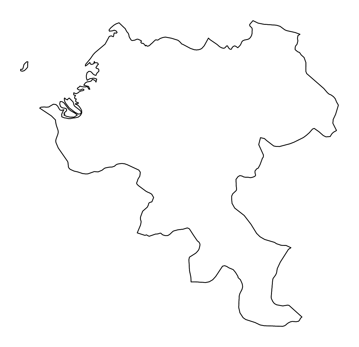 Mapa de contorno de Cauca, Colombia con ríos.