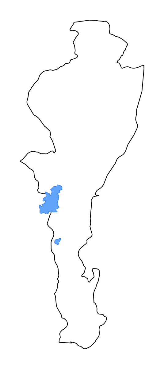 Mapa de contorno de Cesar, Colombia con lagos y ríos.