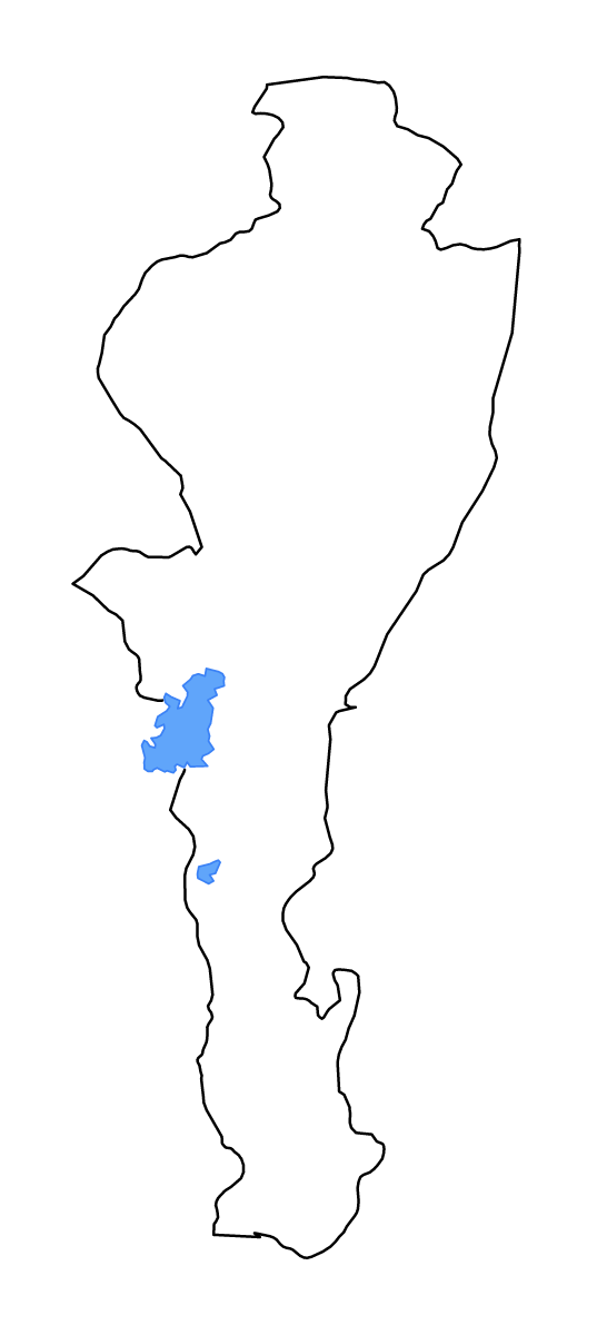 Mapa de contorno de Cesar, Colombia con lagos y ríos.