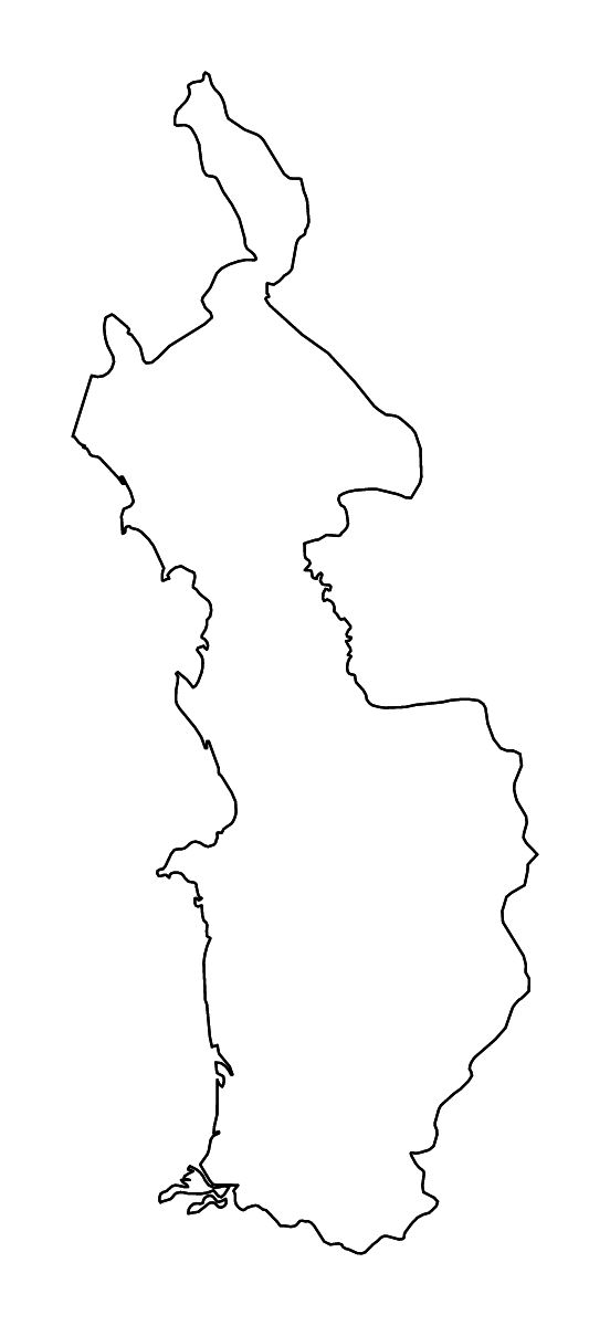 Mapa de contorno de Chocó, Colombia con ríos.