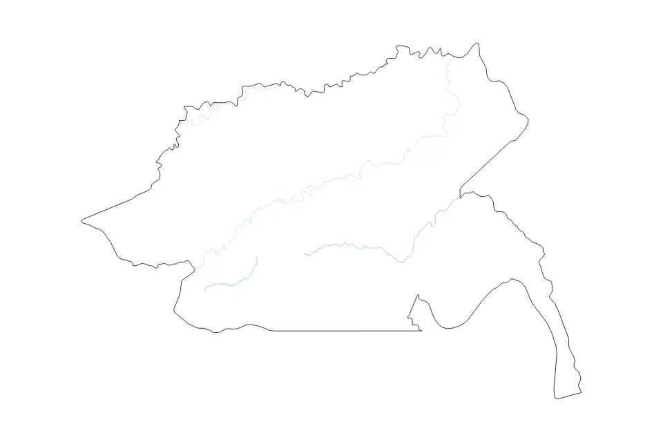 Carte de Guainía, Colombia de type contour et rivières pour Amérique du Sud, montrant contour et rivières avec des limites nettes.