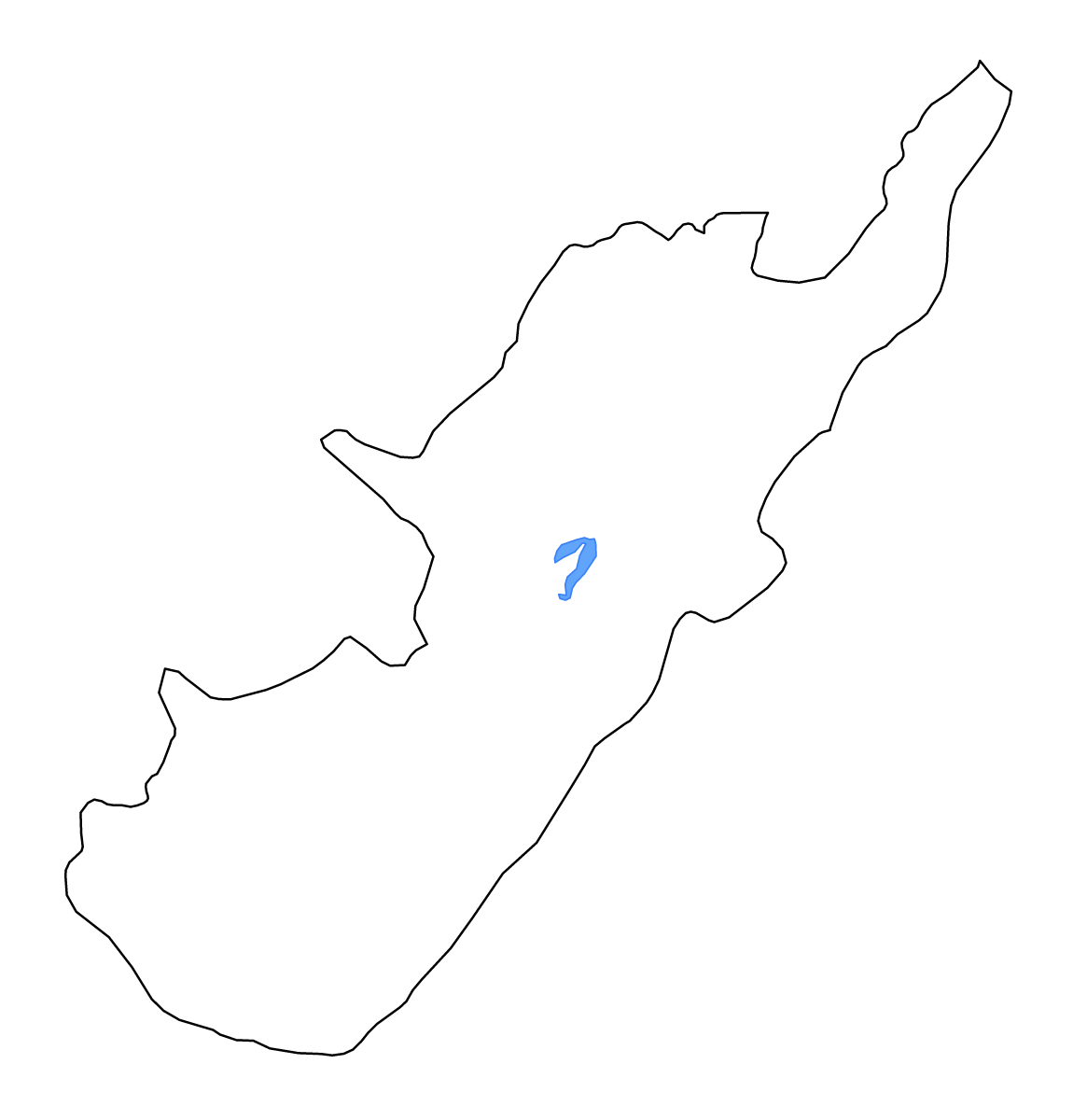 Mapa de contorno de Huila, Colombia con lagos y ríos.