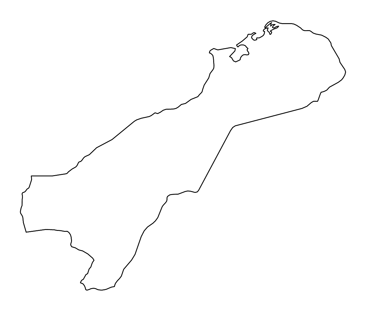 Mapa de contorno de La Guajira, Colombia con ríos.