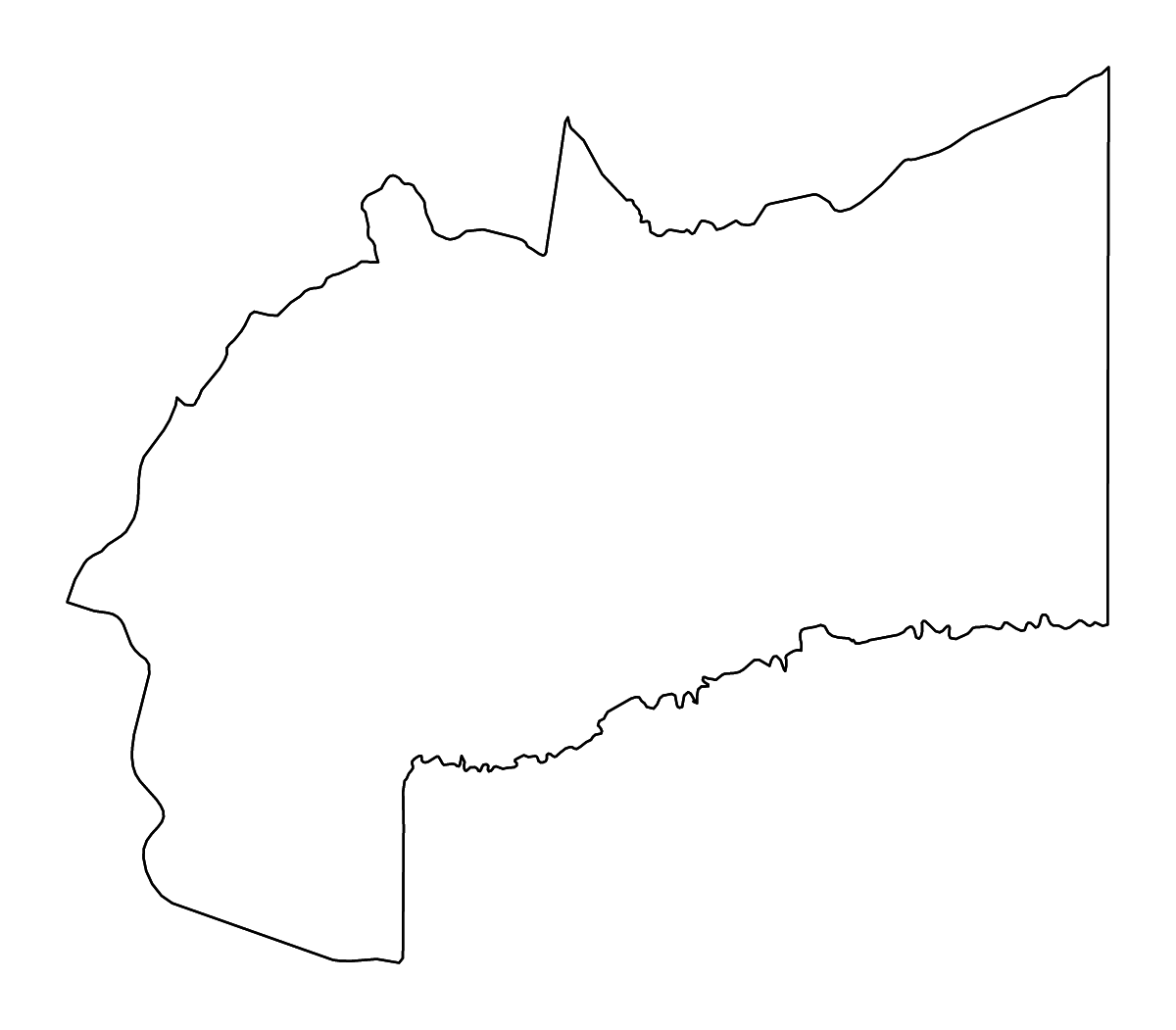 Mapa de contorno de Meta, Colombia con ríos.
