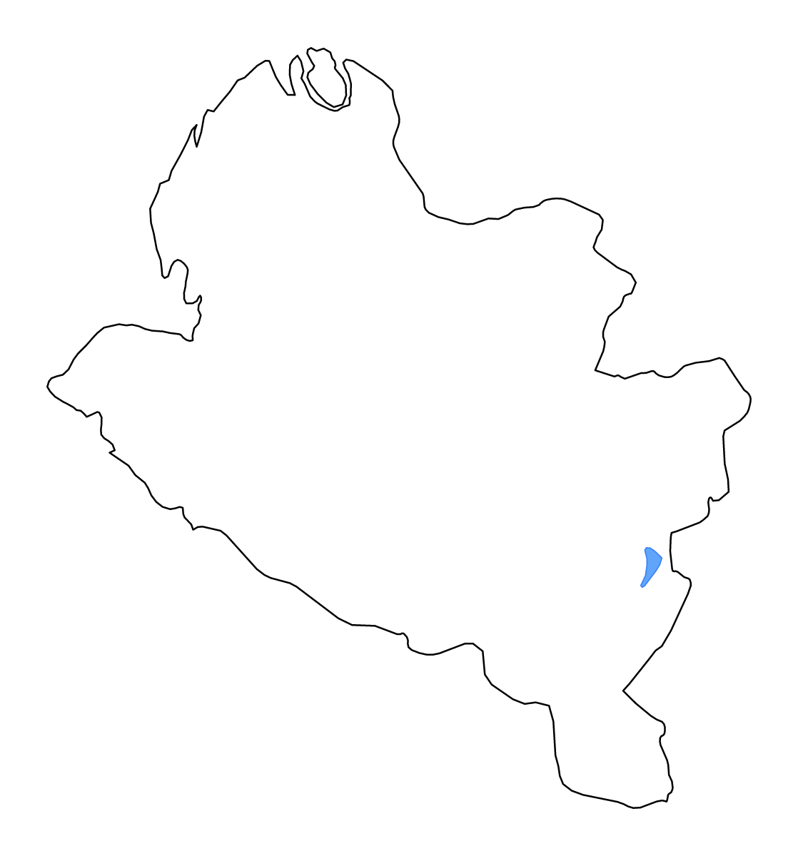 Carte de contour de Nariño, Colombia avec lacs et rivières.