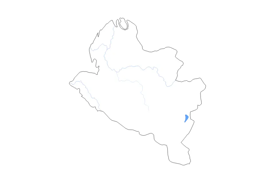 Outline map of Nariño Department, Colombia with subdivision borders and major lakes and rivers.