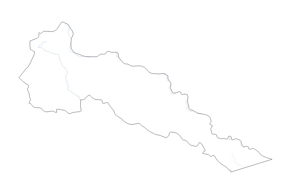 Outline map of Putumayo Intendancy, Colombia with subdivision borders and rivers.
