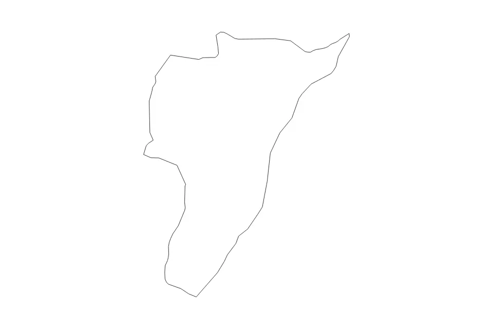 Outline map of Quindío Department, Colombia with subdivision borders.