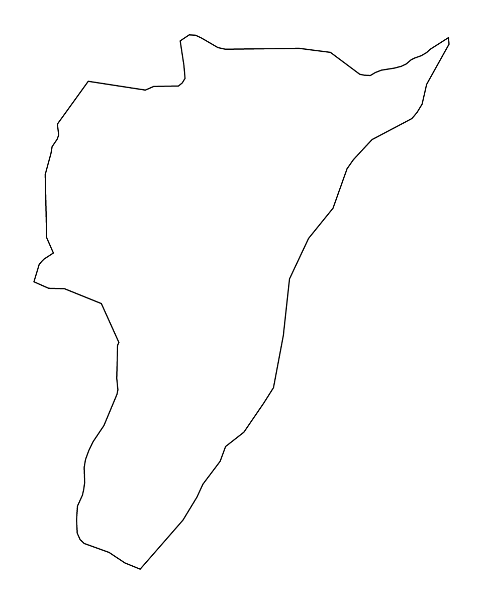 Mapa de contorno de Quindío, Colombia.