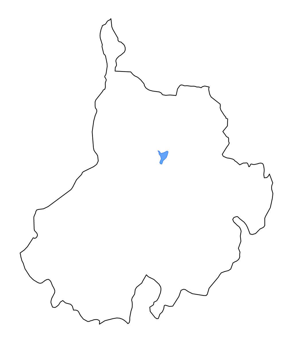 Mapa de contorno de Santander, Colombia con lagos y ríos.
