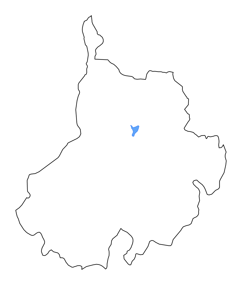 Mapa de contorno de Santander, Colombia con lagos y ríos.