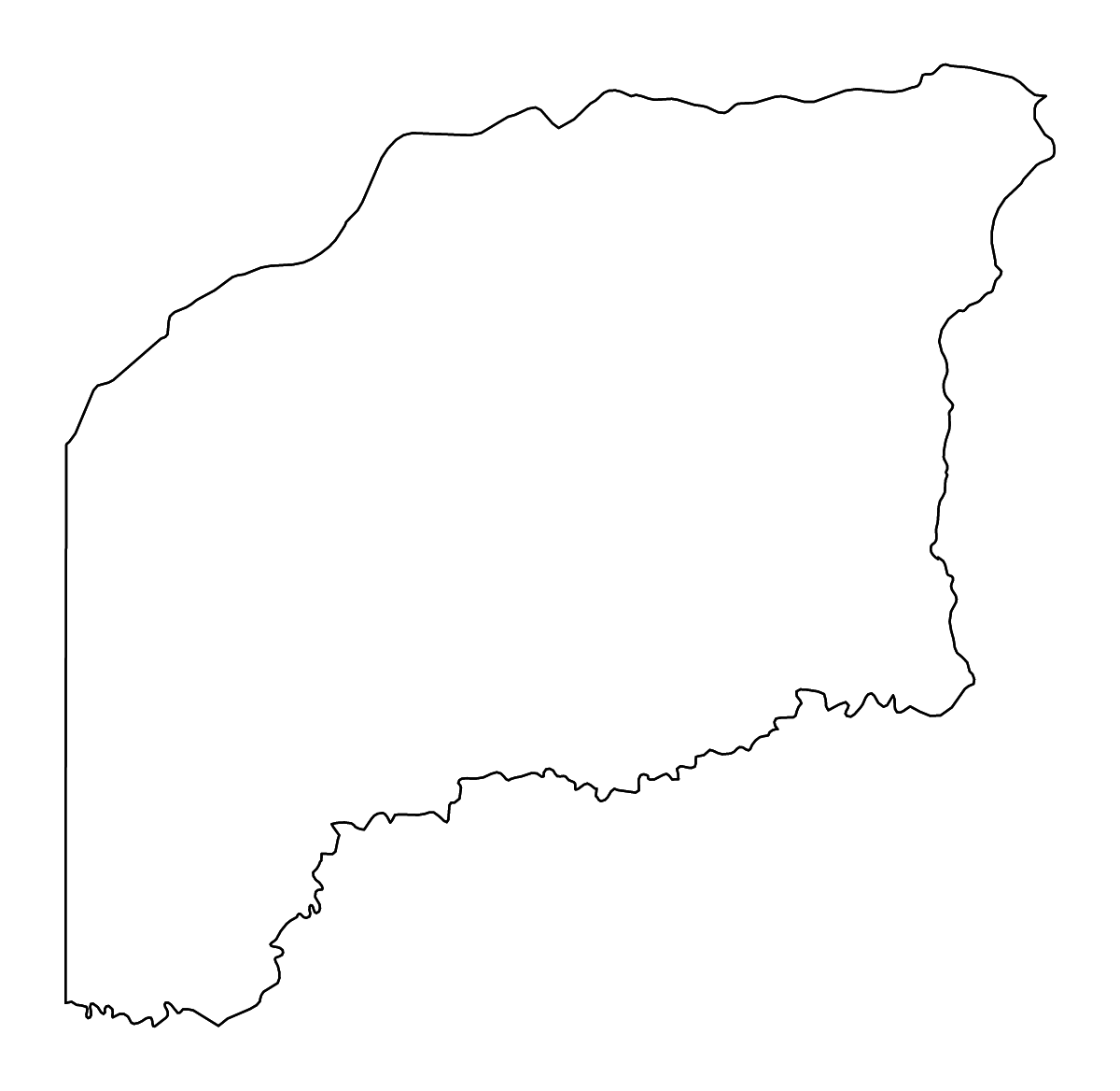 Mapa de contorno de Vichada, Colombia con ríos.