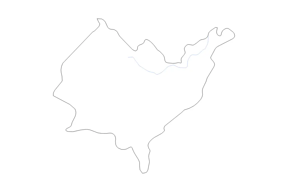 Mapa de Azuay, Ecuador de tipo contorno y ríos para América del Sur, con contorno y ríos con límites limpios.
