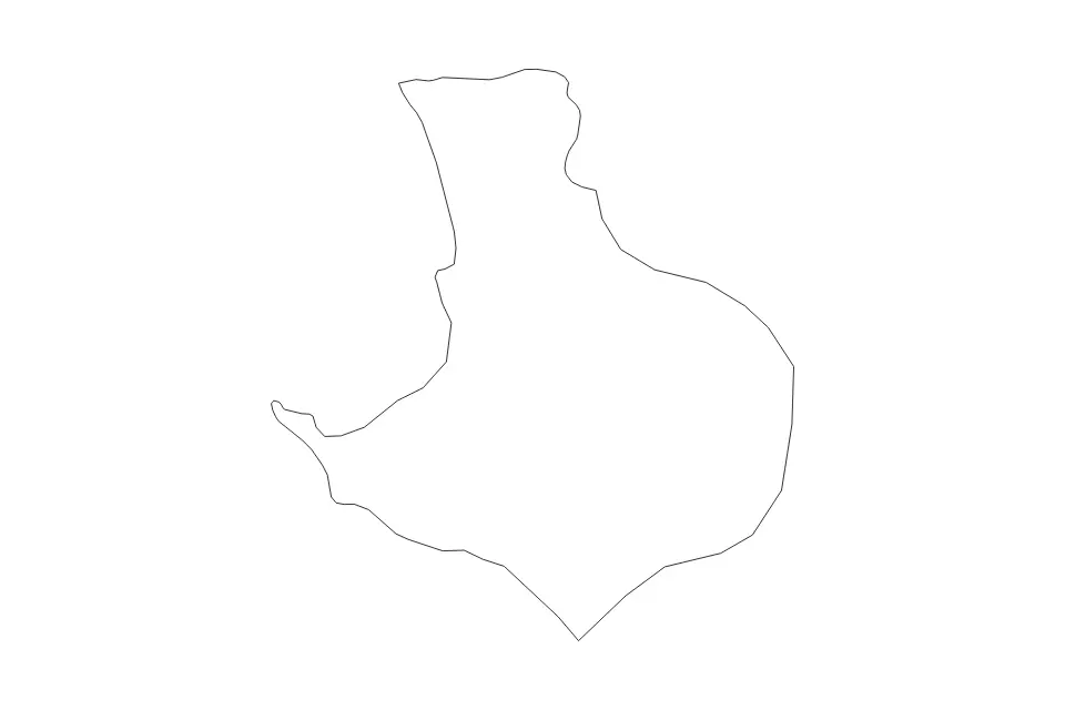 Outline map of Santa Elena, Ecuador with subdivision borders.