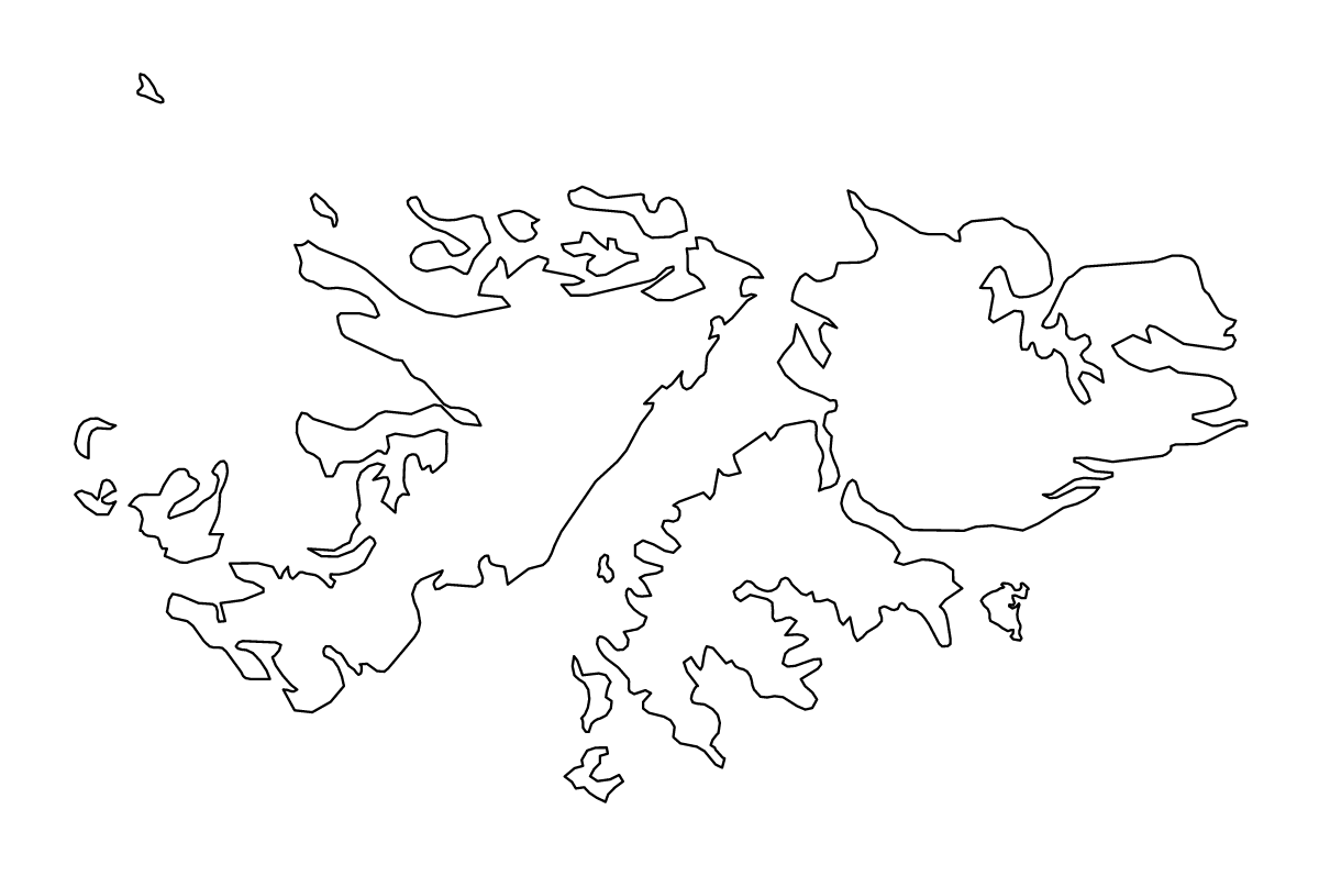 Outline map of Falkland Islands, Falkland Islands / Malvinas.