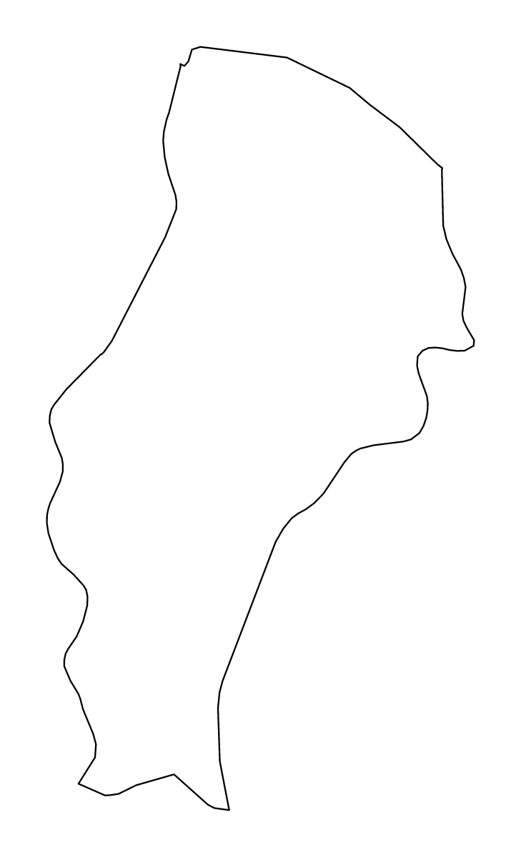 Outline map of East Berbice-Corentyne, Guyana.