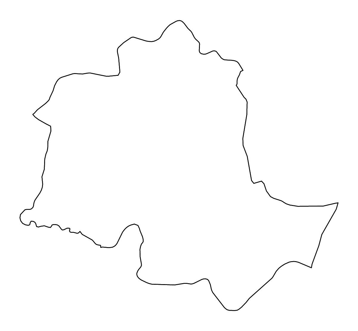 Mapa de contorno de Potaro-Siparuni, Guyana con ríos.