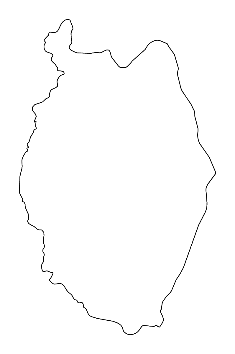 Mapa de contorno de Upper Demerara-Berbice, Guyana con ríos.