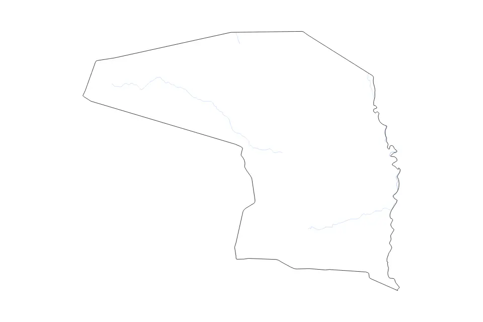 Mapa de Alto Paraguay, Paraguay de tipo contorno y ríos para América del Sur, con contorno y ríos con límites limpios.