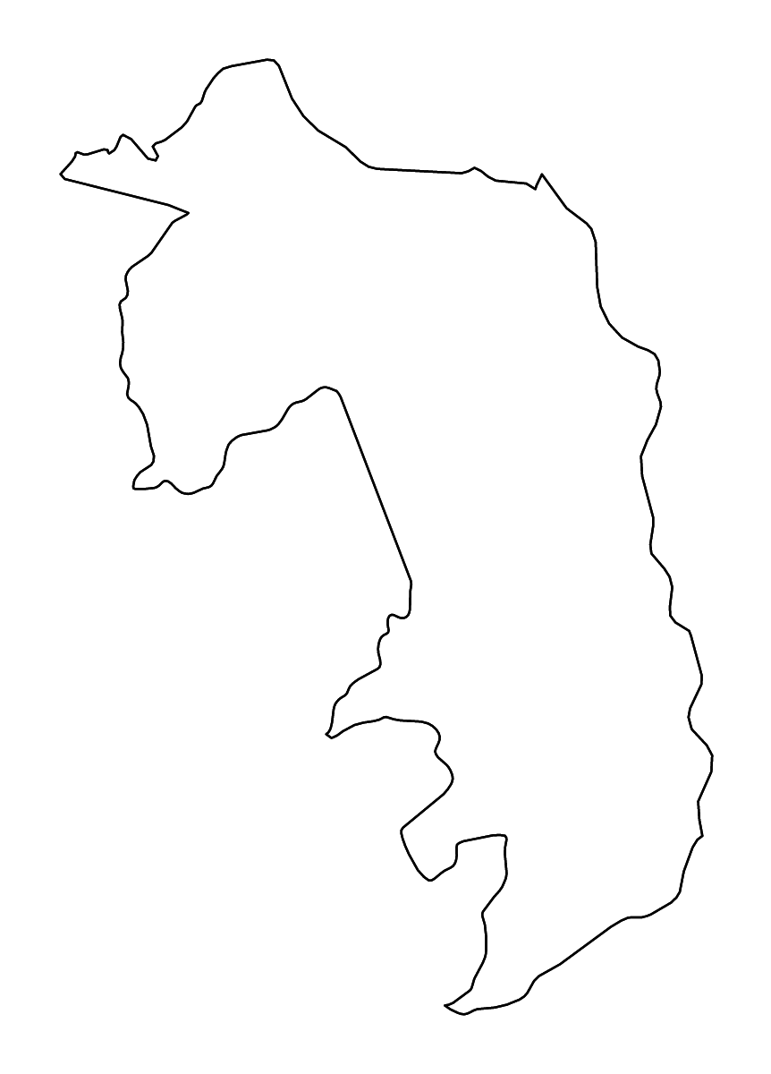 Mapa de contorno de Amambay, Paraguay con ríos.