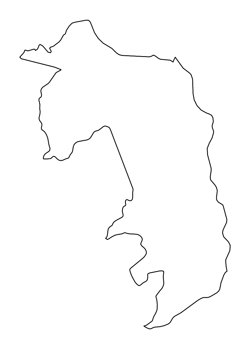 Mapa de contorno de Amambay, Paraguay con ríos.