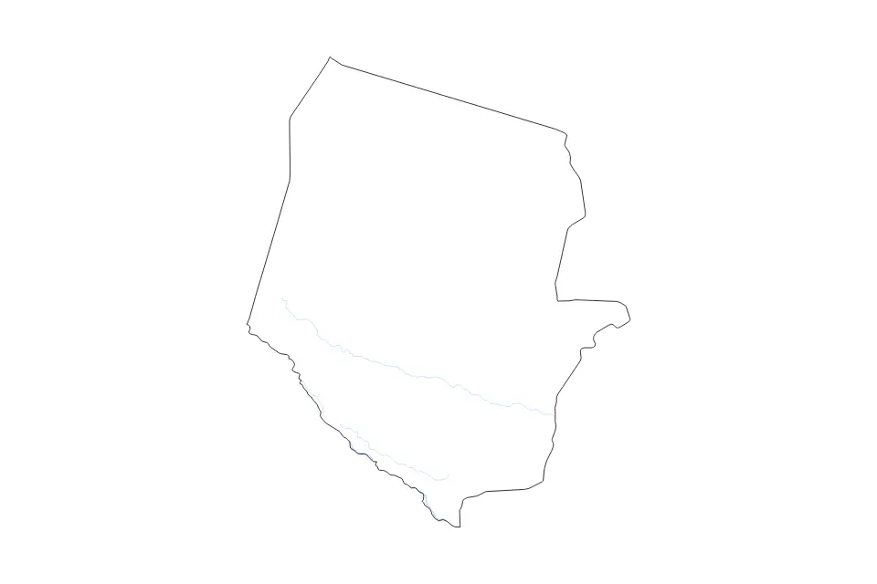 Mapa de Boquerón, Paraguay de tipo contorno y ríos para América del Sur, con contorno y ríos con límites limpios.