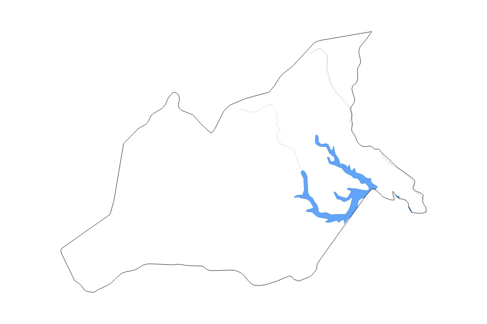 Mapa de Caaguazú, Paraguay de tipo contorno, lagos y ríos para América del Sur, con contorno, lagos y ríos con elementos de agua como Lago del Río Yguazú.
