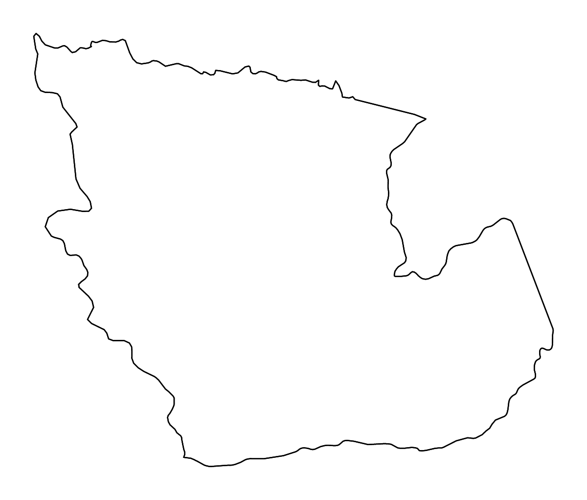 Mapa de contorno de Concepción, Paraguay con ríos.