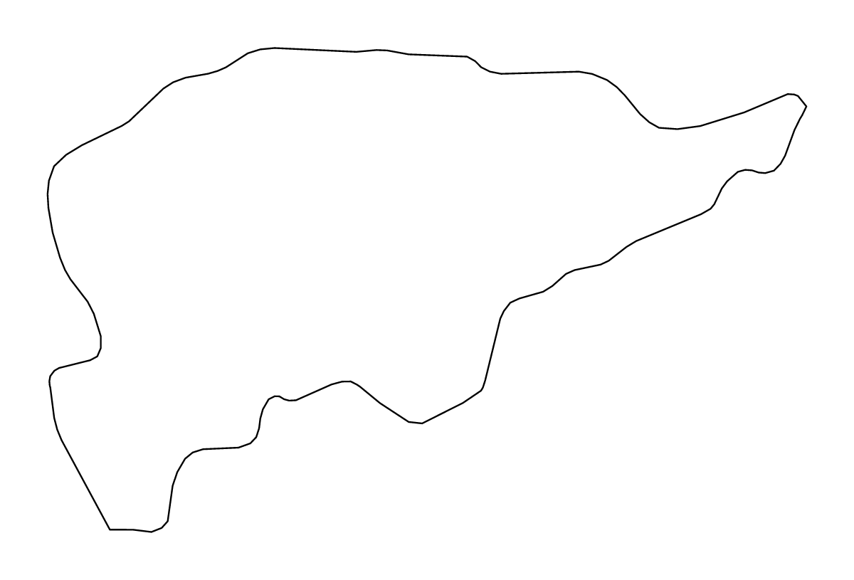 Outline map of Guairá Department, Paraguay.