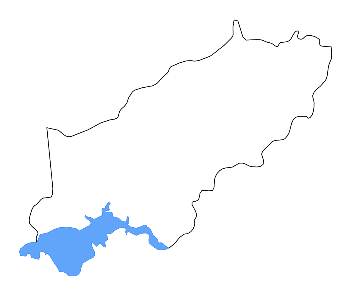 Mapa de contorno de Itapúa, Paraguay con lagos y ríos.