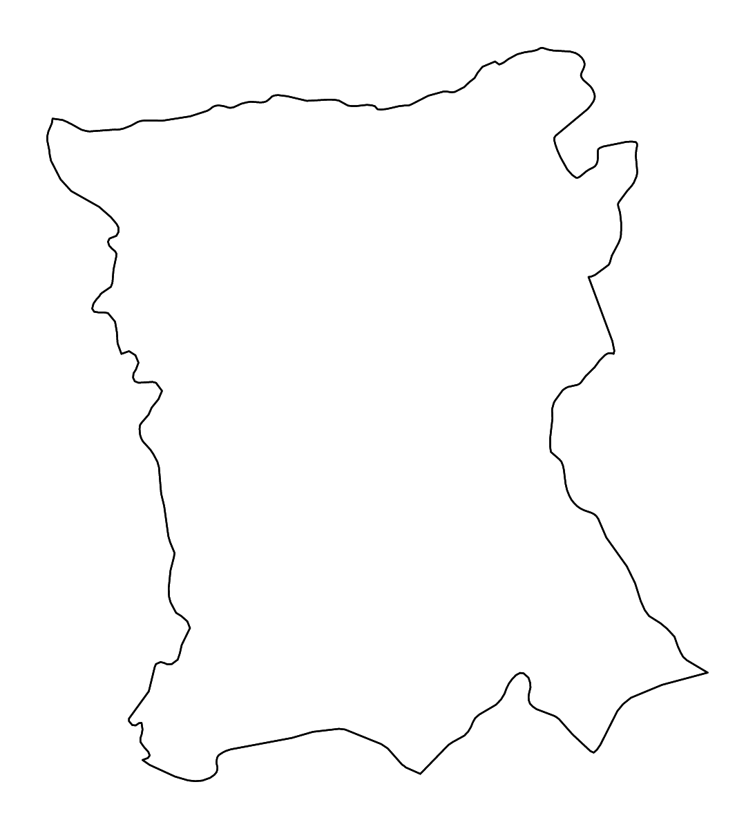 Carte de contour de San Pedro, Paraguay avec rivières.