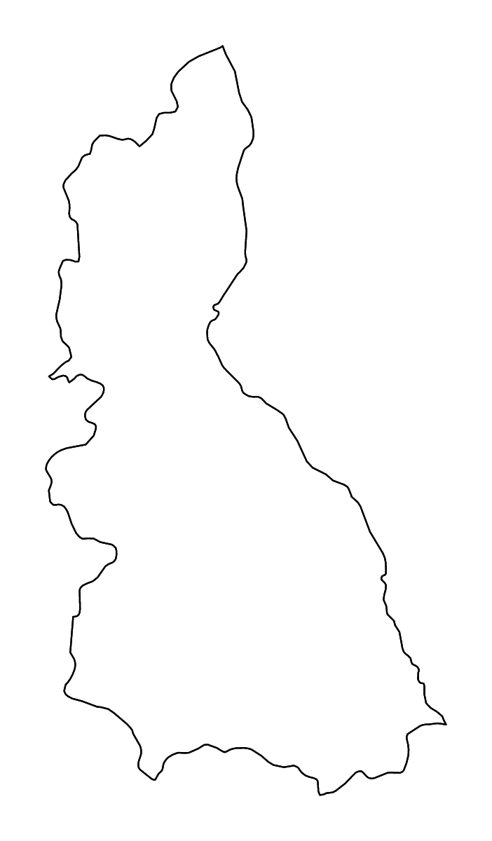 Mapa de contorno de Cajamarca, Peru con ríos.