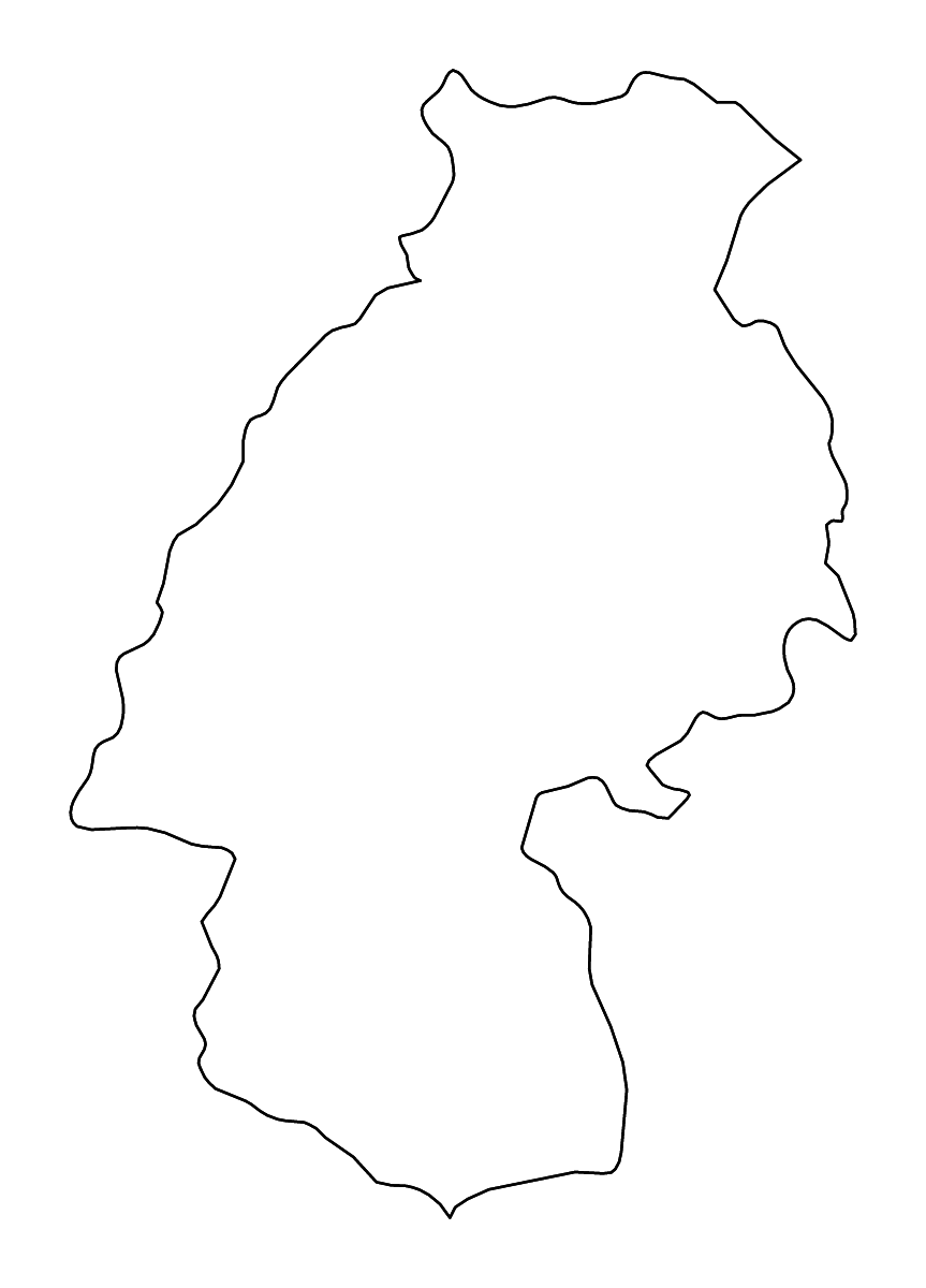 Outline map of Huancavelica Department, Peru with rivers.