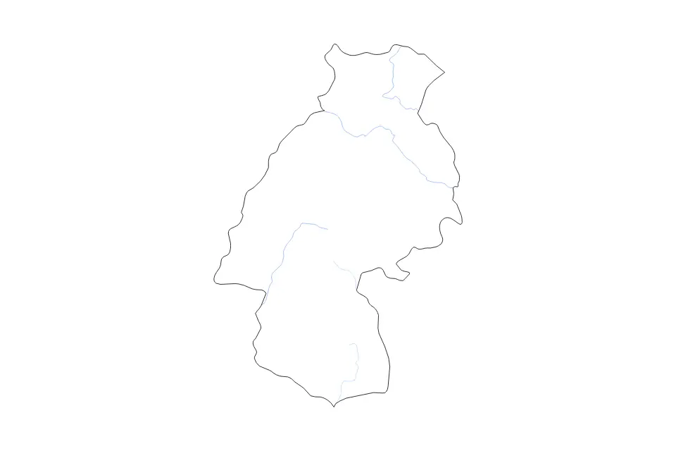 Carte de Huancavelica, Peru de type contour et rivières pour Amérique du Sud, montrant contour et rivières avec des limites nettes.