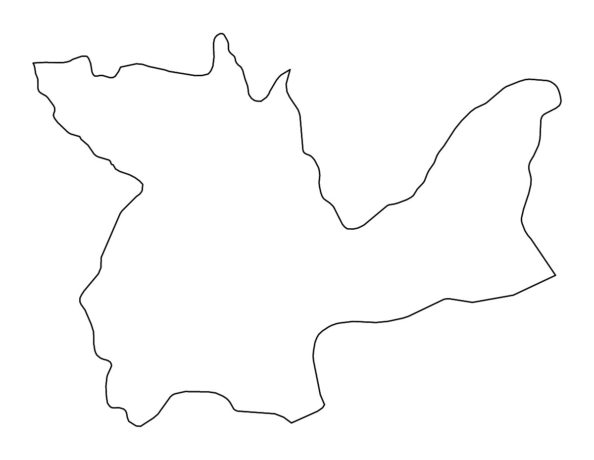 Outline map of Huanuco Department, Peru with rivers.