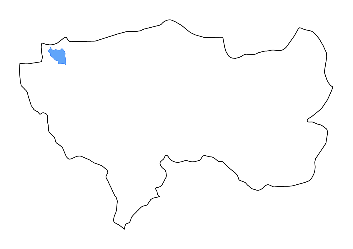 Mapa de contorno de Junín, Peru con lagos y ríos.