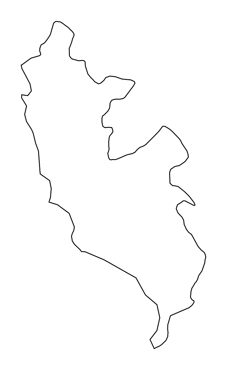 Mapa de contorno de Lima, Peru con ríos.