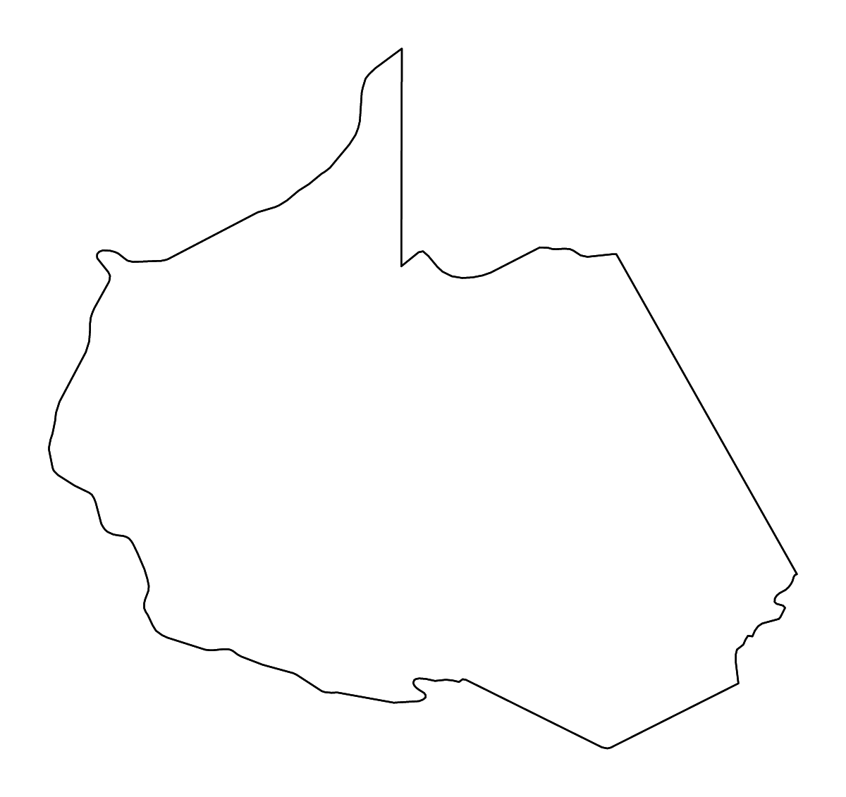 Carte de contour de Madre de Dios, Peru avec rivières.