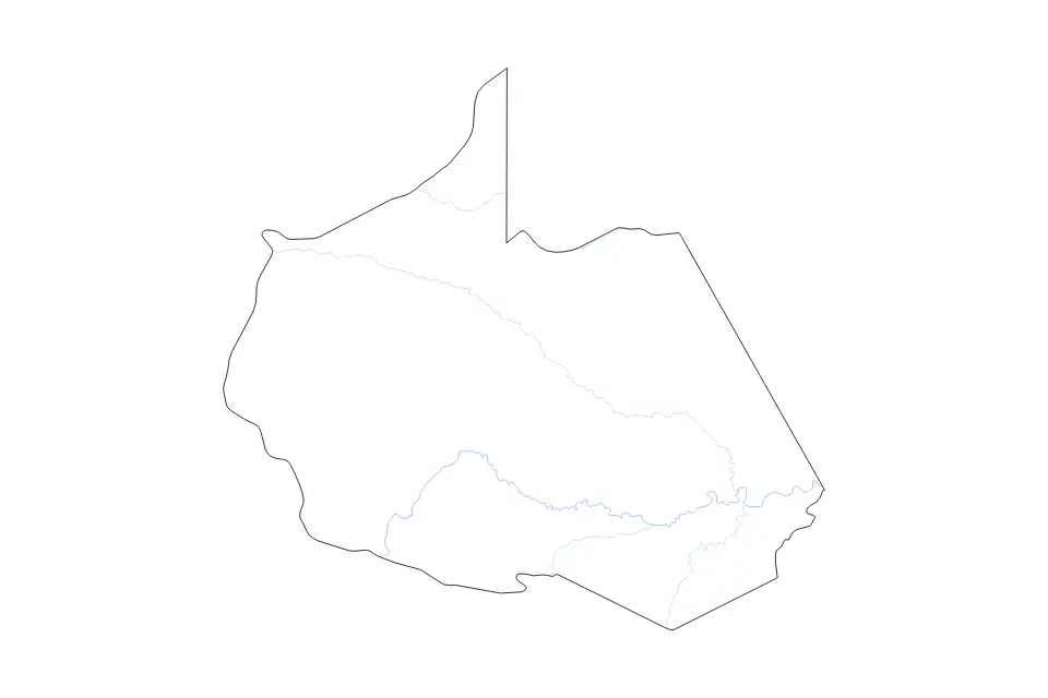 Carte de Madre de Dios, Peru de type contour et rivières pour Amérique du Sud, montrant contour et rivières avec des limites nettes.