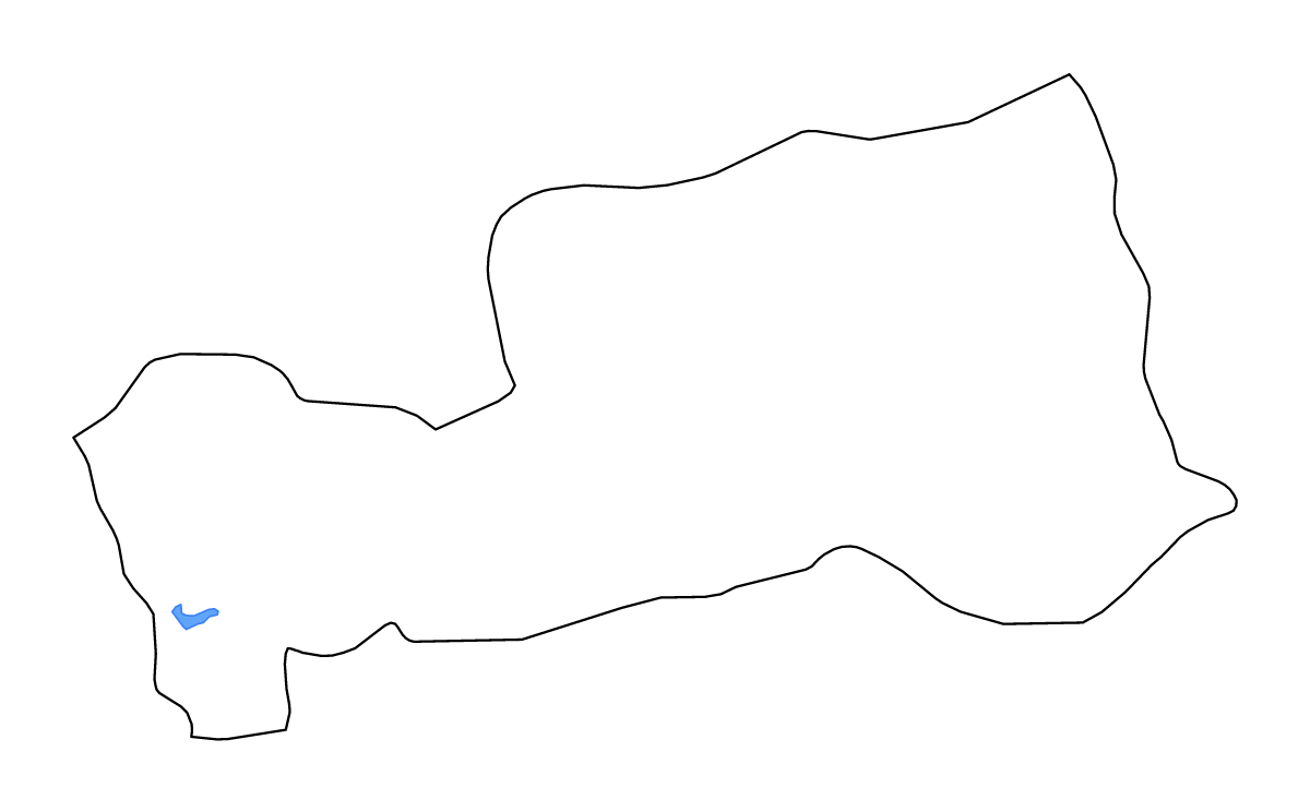 Mapa de contorno de Pasco, Peru con lagos y ríos.