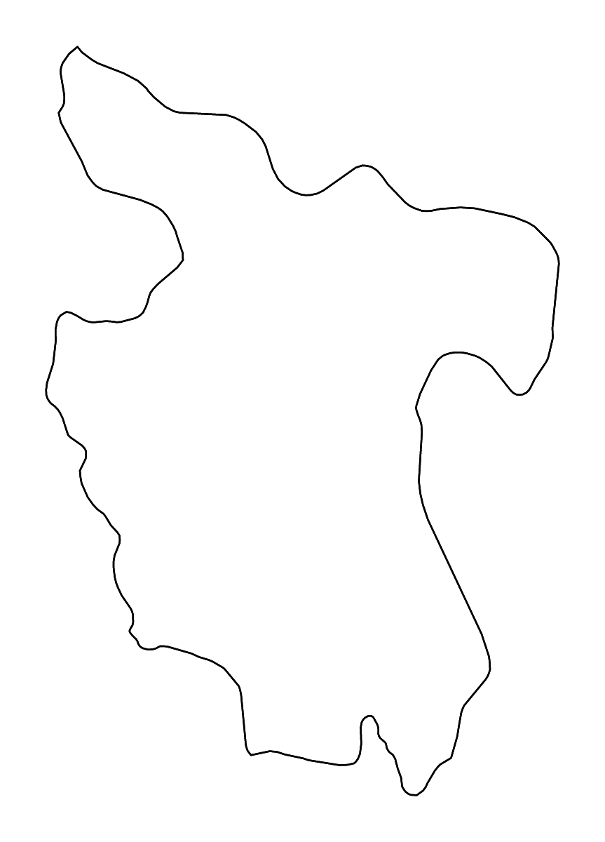 Mapa de contorno de San Martín, Peru con ríos.