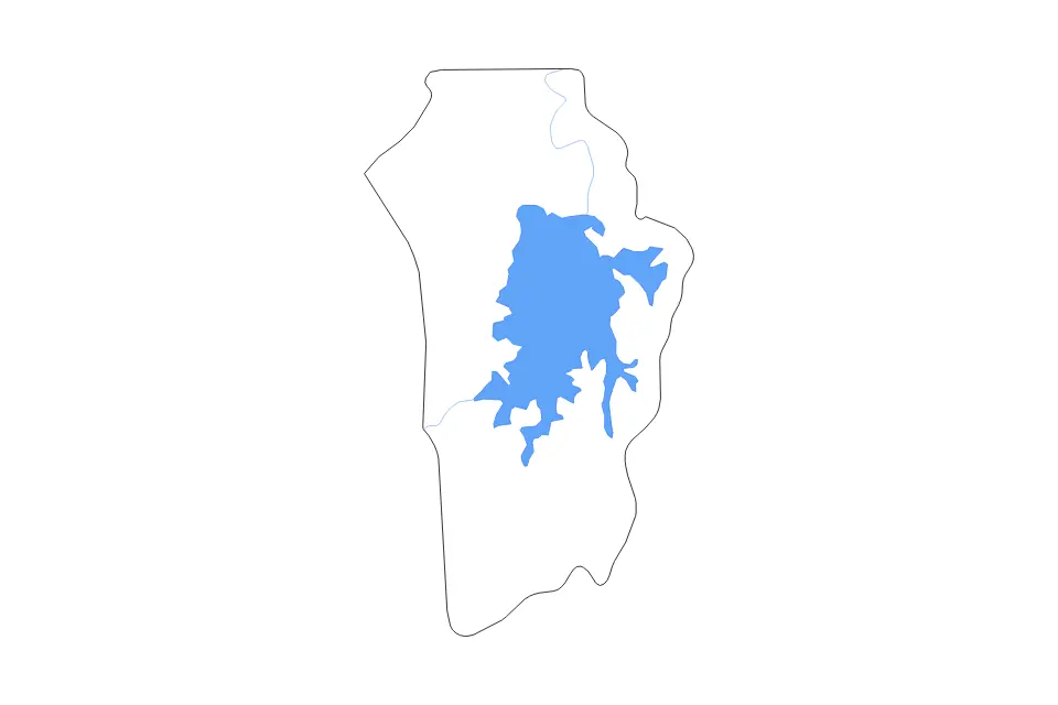 Mapa de Brokopondo, Suriname de tipo contorno, lagos y ríos para América del Sur, con contorno, lagos y ríos con elementos de agua como Professor Doctor Ingenieur W. J. Van Blommestein Meer.