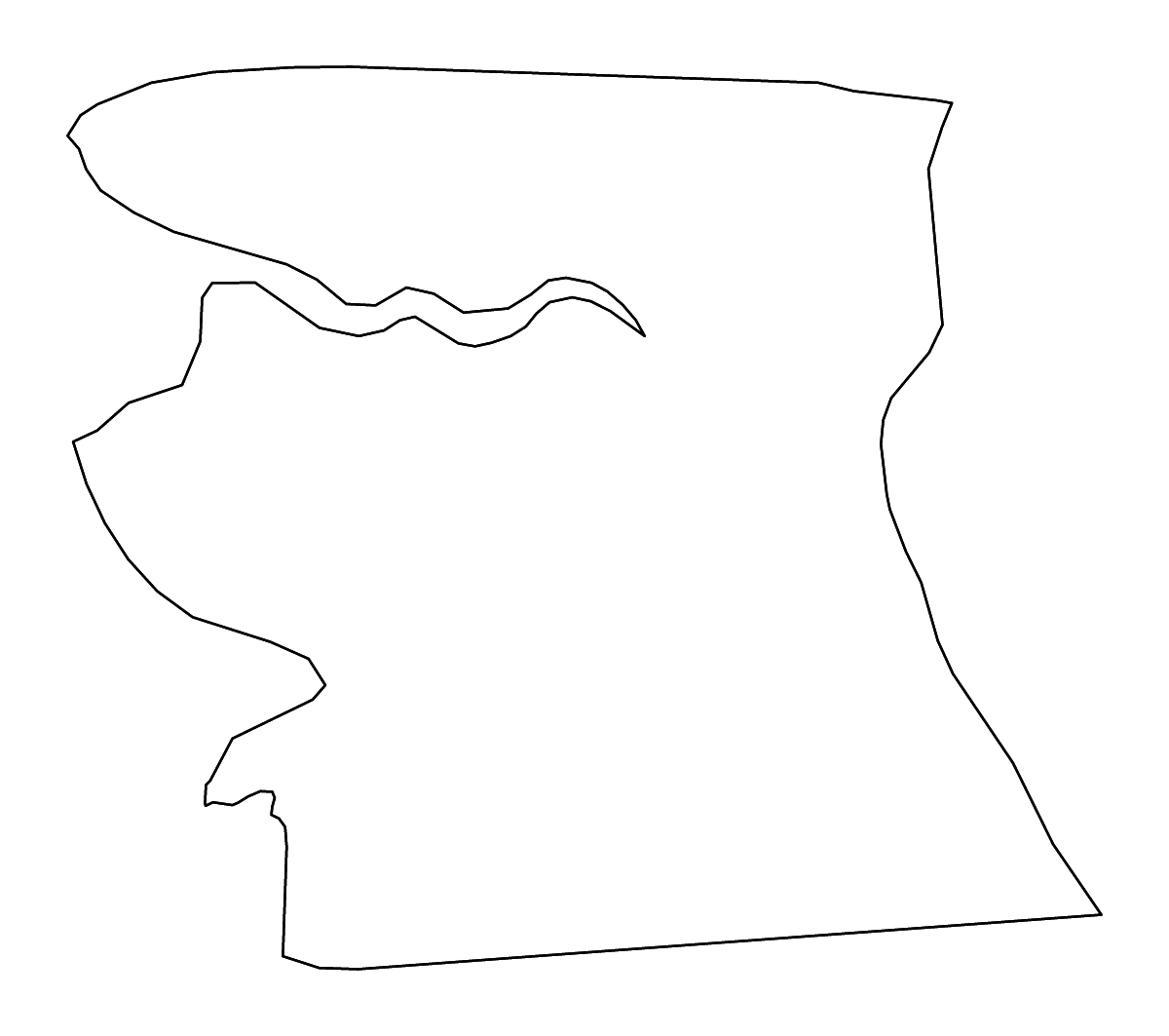 Carte de contour de Commewijne, Suriname avec rivières.