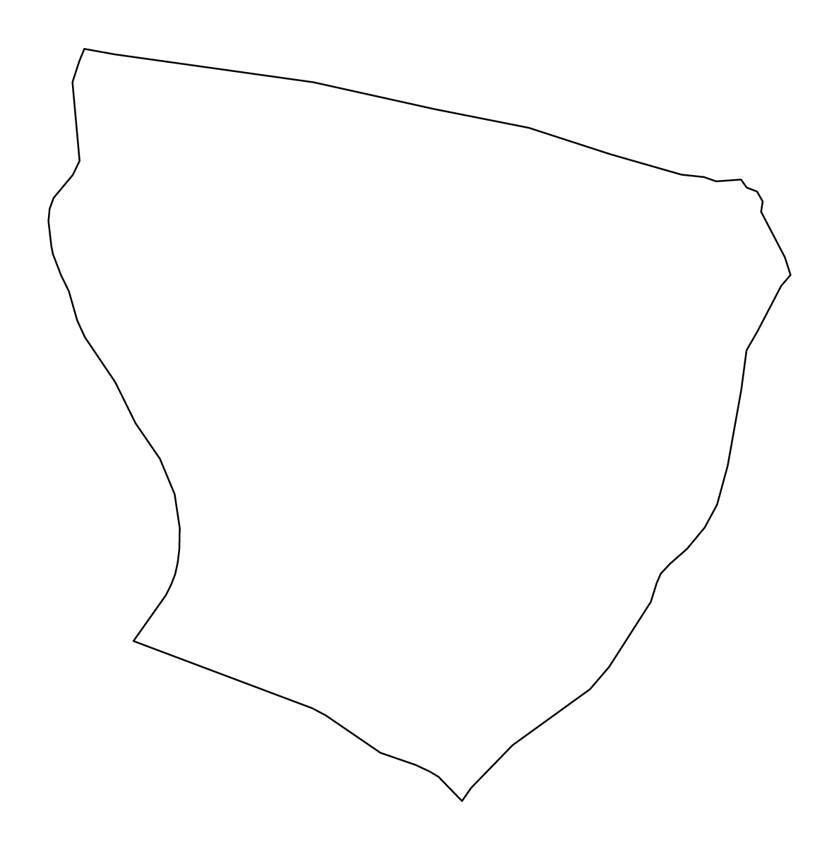 Carte de contour de Marowijne, Suriname.