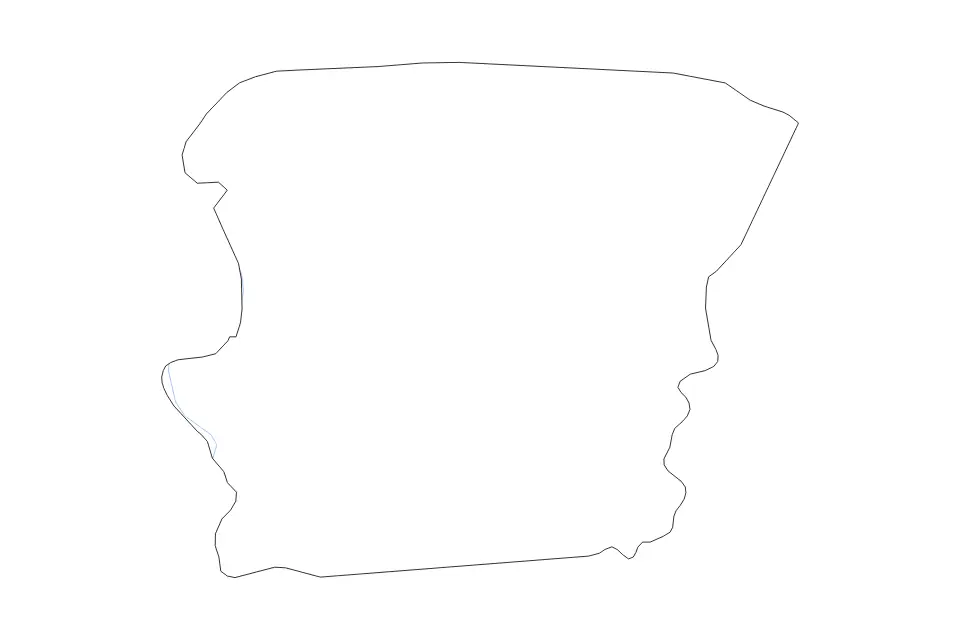 Outline map of Saramacca District, Suriname with subdivision borders and rivers.