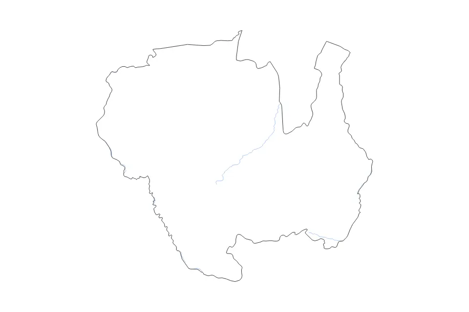 Carte de Sipaliwini, Suriname de type contour et rivières pour Amérique du Sud, montrant contour et rivières avec des limites nettes.