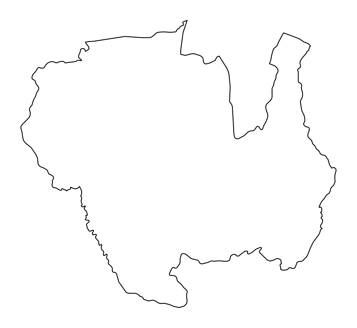 Mapa de contorno de Sipaliwini, Suriname con ríos.