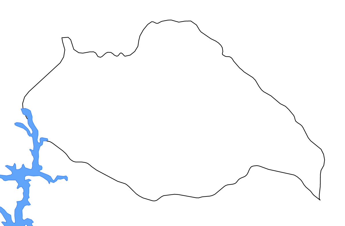 Carte de contour de Artigas, Uruguay avec lacs et rivières.