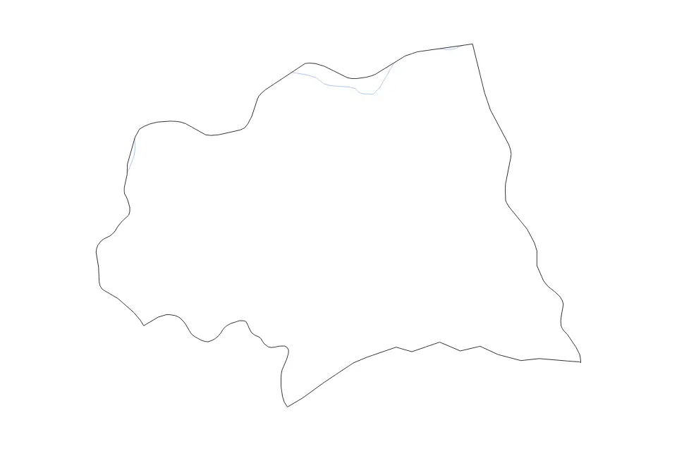 Outline map of Canelones Department, Uruguay with subdivision borders and rivers.