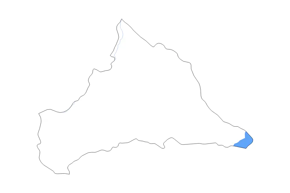 Outline map of Cerro Largo Department, Uruguay with subdivision borders and major lakes and rivers.